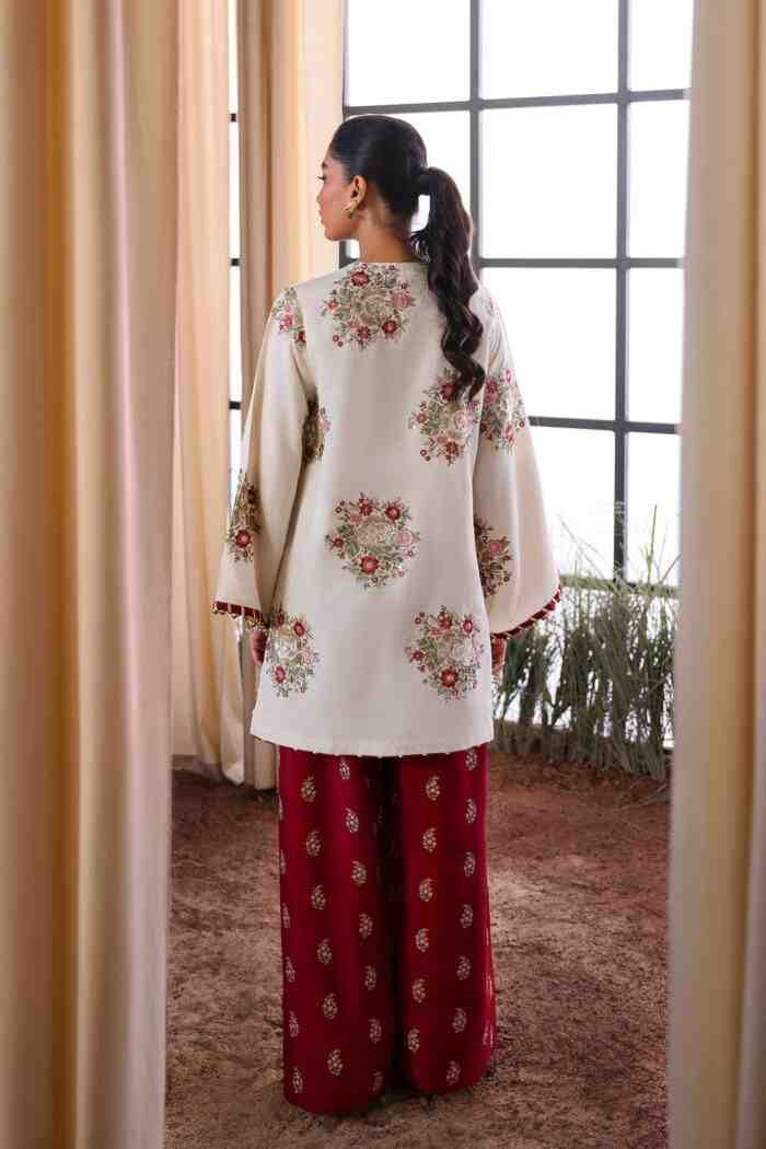 Ethnc A stunning 2-piece set featuring a lace-detailed kurta paired with beautifully embroidered pants D2 - Image 3