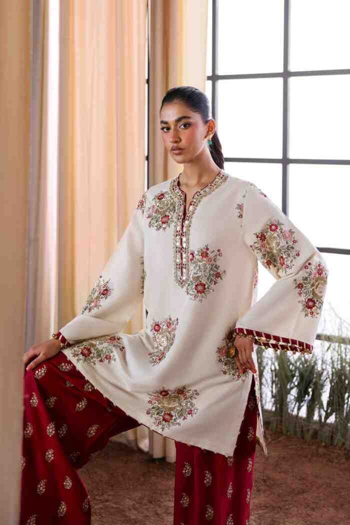Ethnc A stunning 2-piece set featuring a lace-detailed kurta paired with beautifully embroidered pants D2 - Image 4
